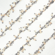 Multi Moonstone Cluster Dangle Oxidized Wire Chain